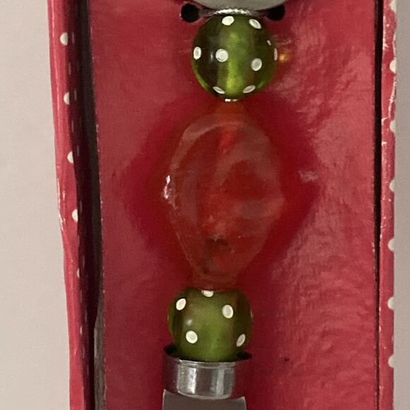 Christmas Happy Snowman Holding Heart Appetizer Spreading Knife Green/Red Decor - Picture 3 of 6